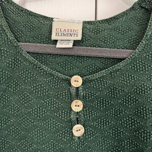 Classic Elements 100% Cotton Green Knit Sweater